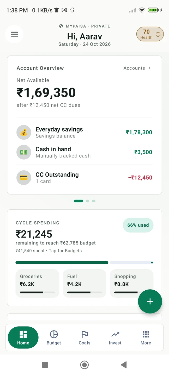 MyPaisa account overview on Android