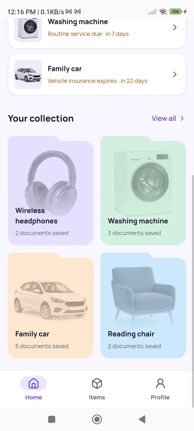OwnWise collection on Android